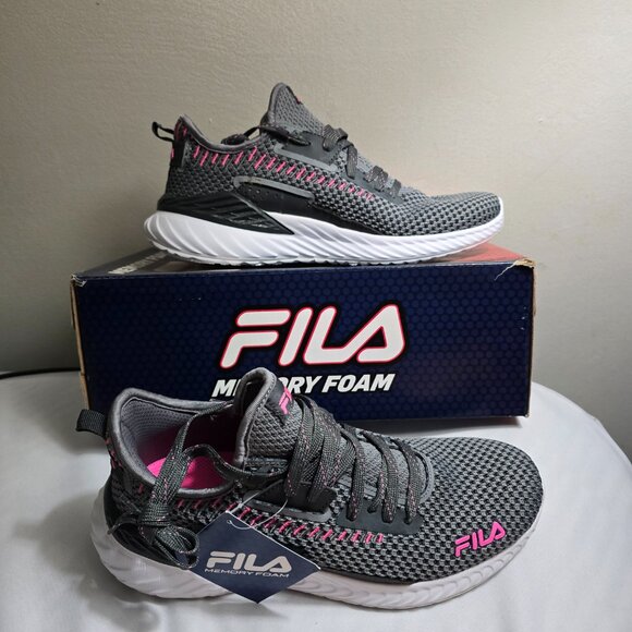 Fila Gray Women's Running Sneakers W Pink Accents - Memory Backlash 20 Size 9 - Picture 3 of 10